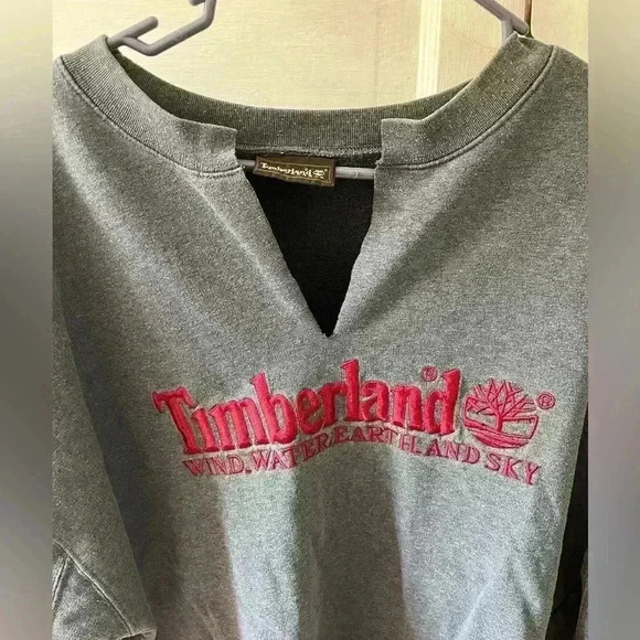 Timberland oversized grey casual utility cut vneck baggy sweatshirt size xl - Picture 4 of 6